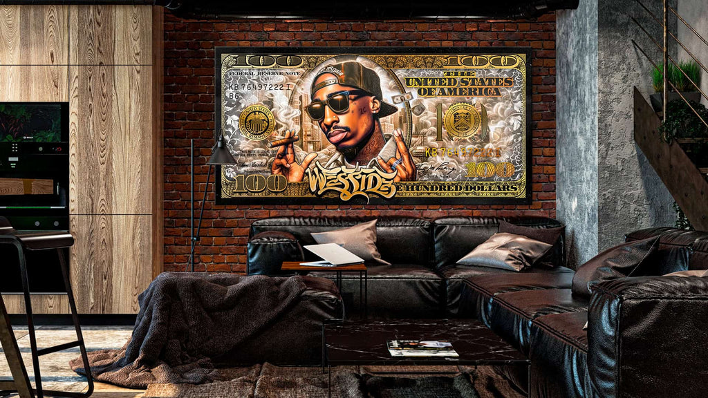 Tupac (2Pac) Dollar Art Schilderij