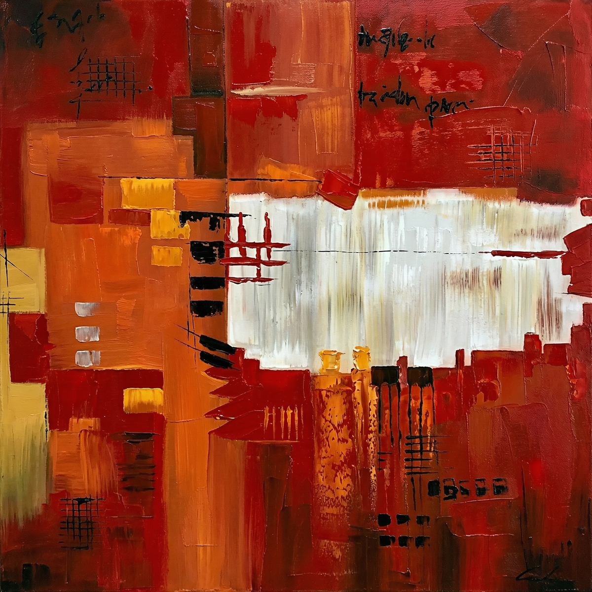 Painting Luminous Vermilion Rupture