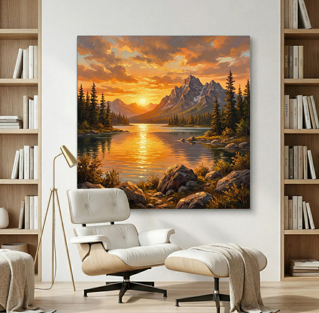 Painting Gilded Summit Reflection
