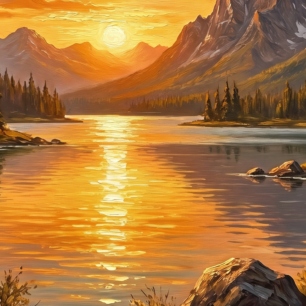 Painting Gilded Summit Reflection