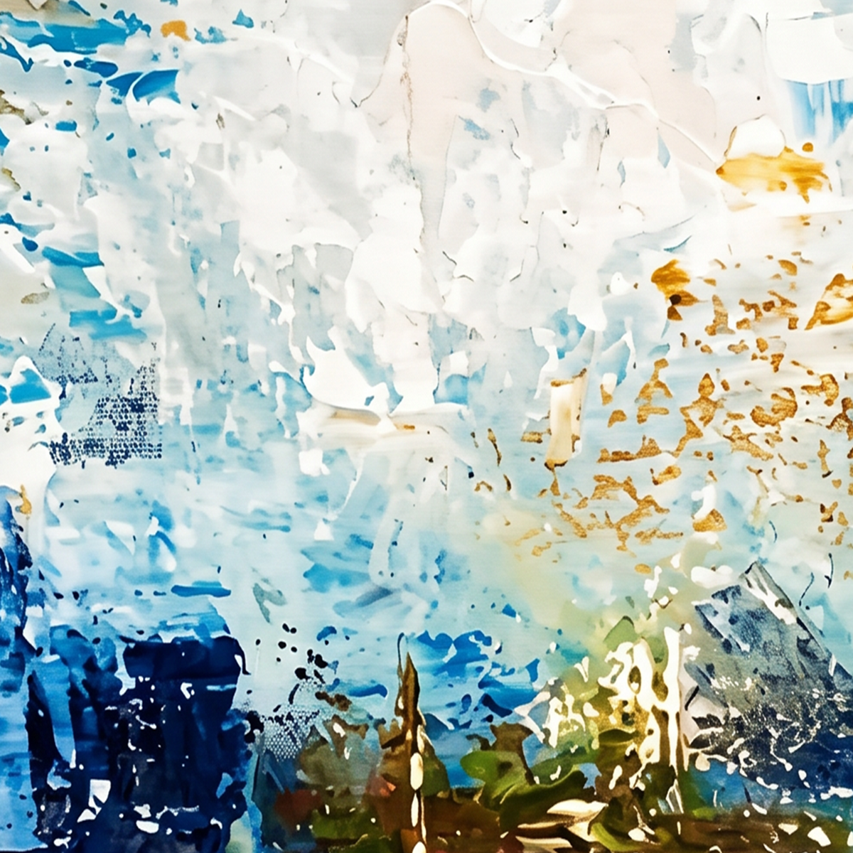 Painting Gilded Azure Resonance