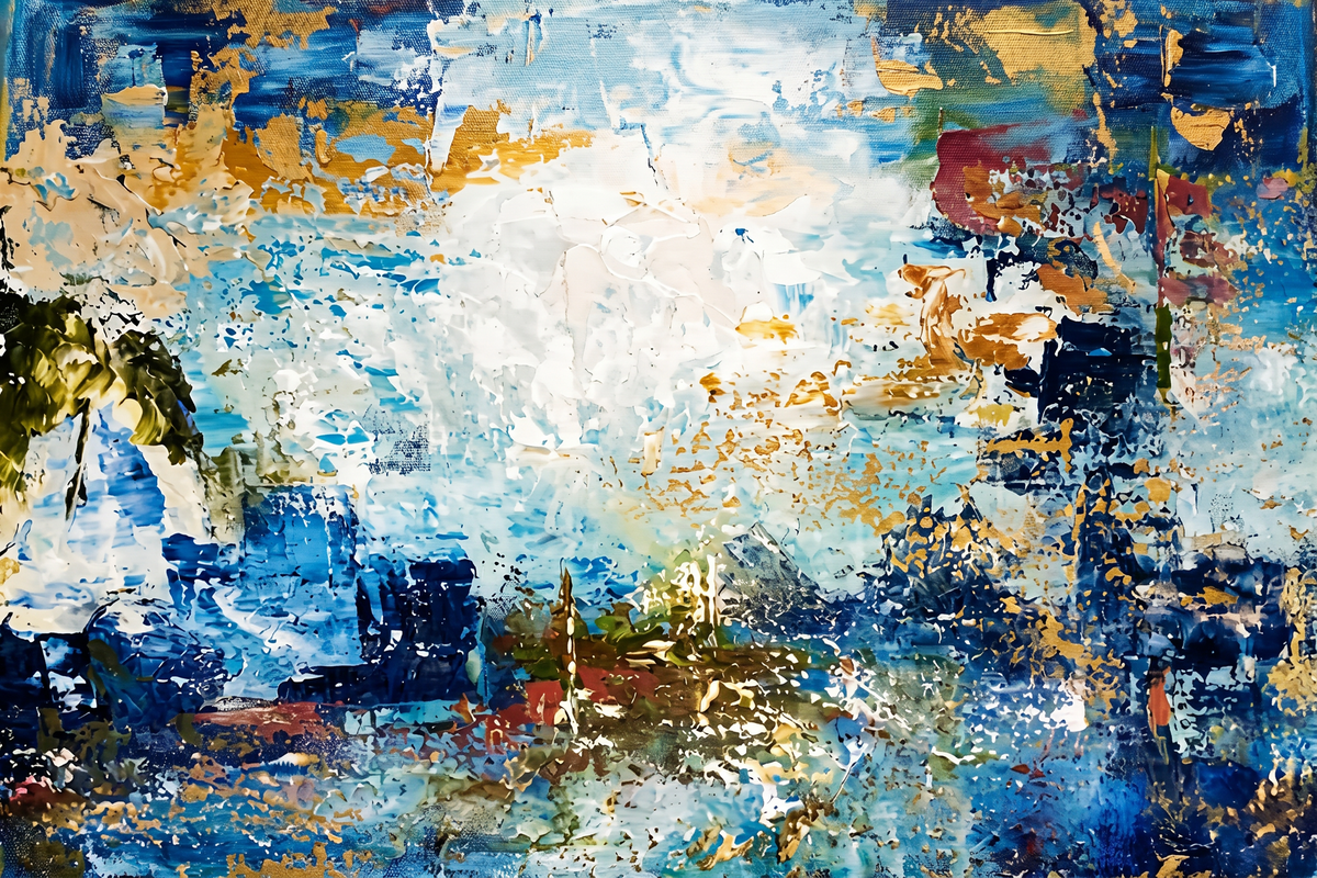 Painting Gilded Azure Resonance