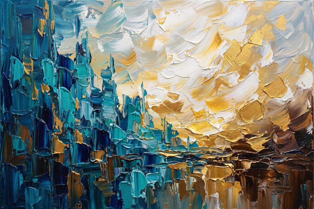 Painting Gilded Azure Strata