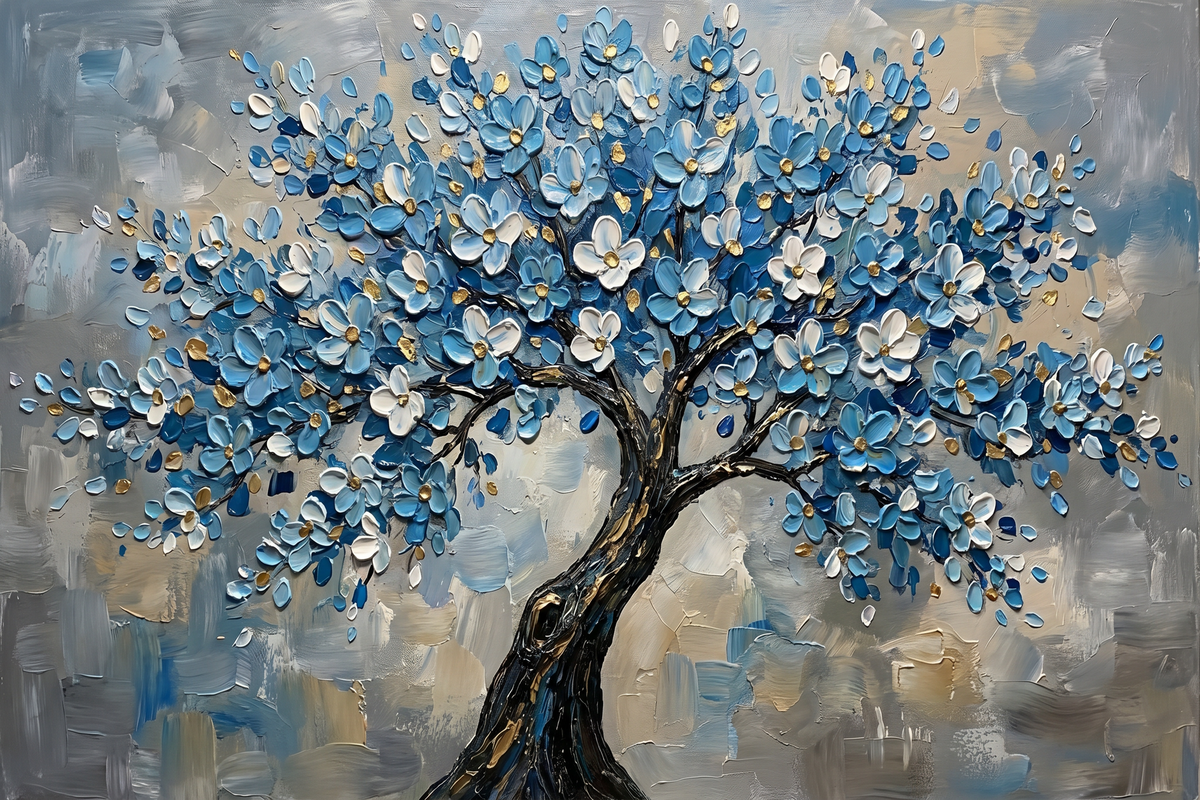 Painting Luminous Azure Bloom