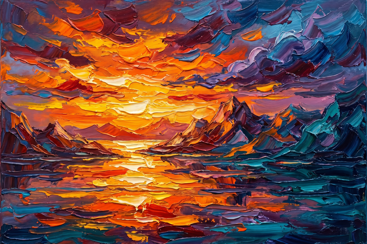 Painting Luminous Ember Horizon