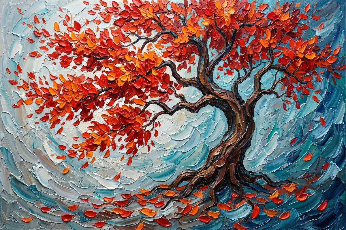 Painting Crimson Arboreal Gale
