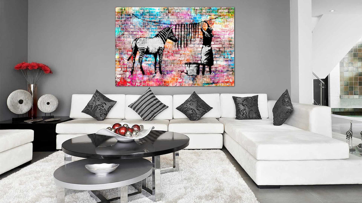 Banksy Colorful Washington Zebra