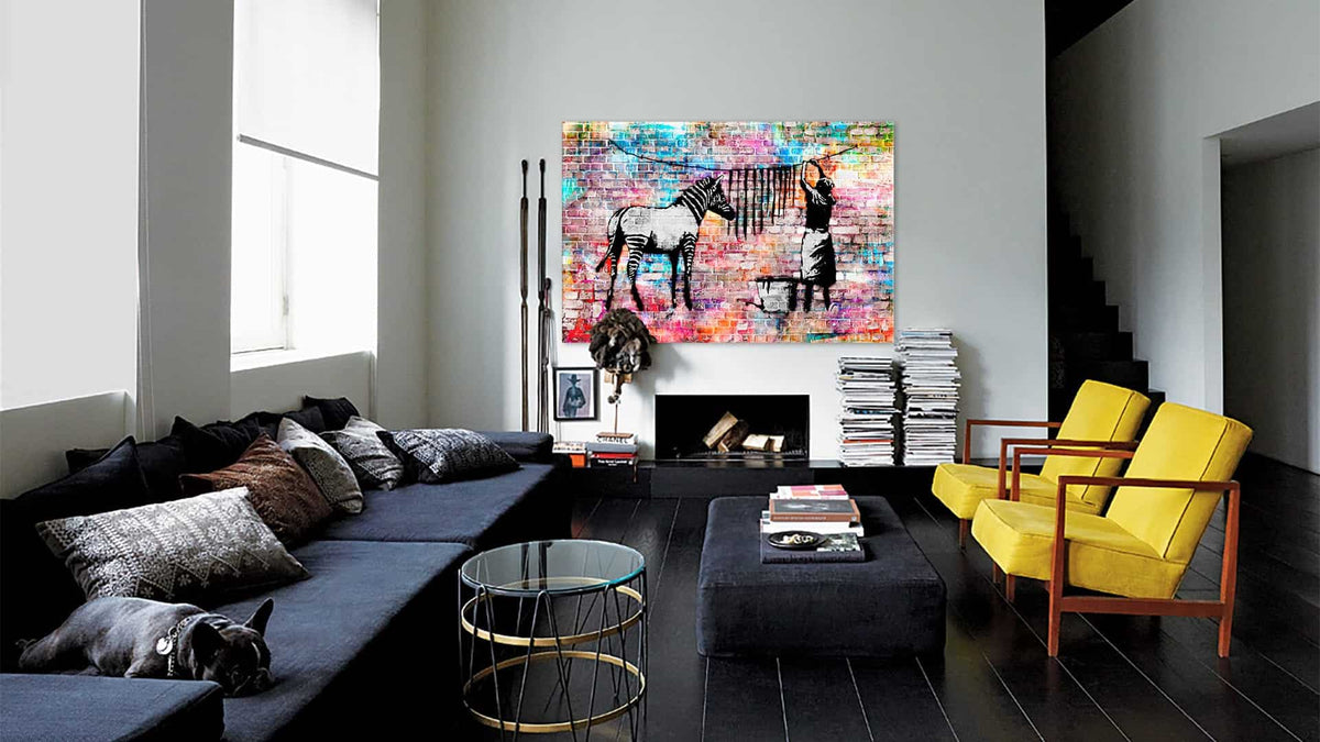 Banksy Colorful Washington Zebra