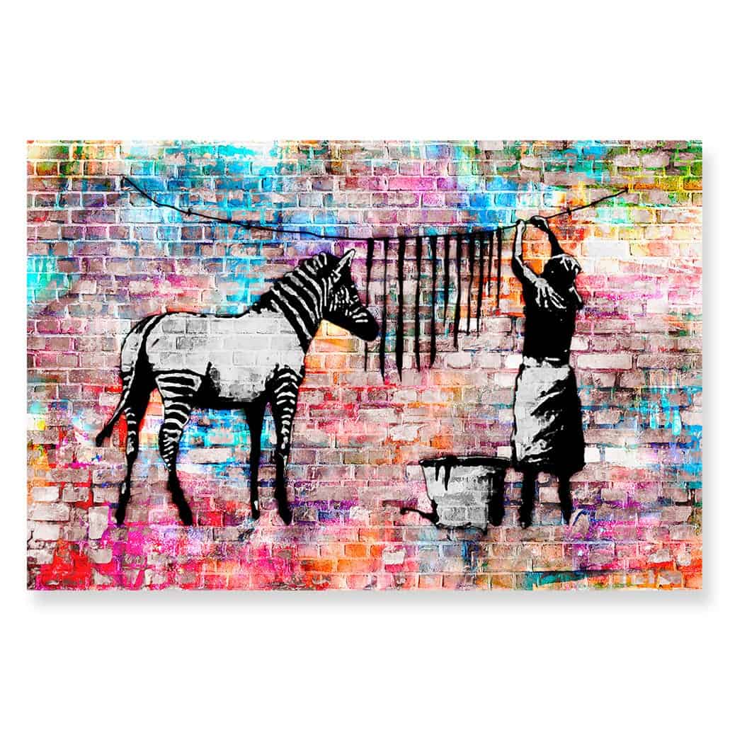 Banksy Colorful Washington Zebra