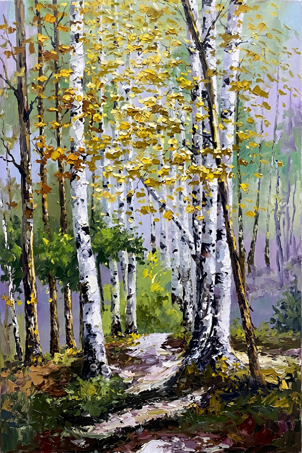 Painting Luminous Birch Ascent