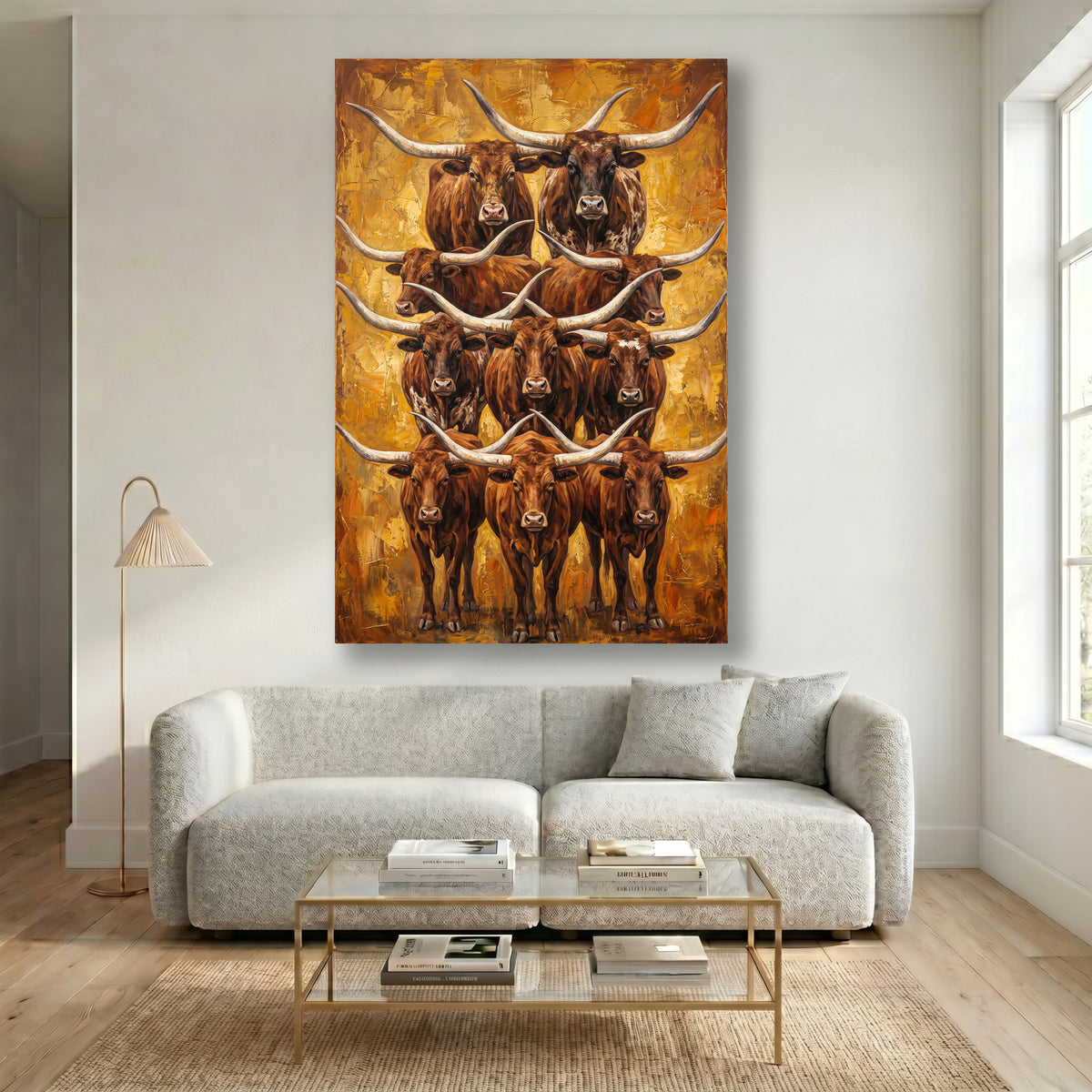 Painting Herd of Texas Longhorns