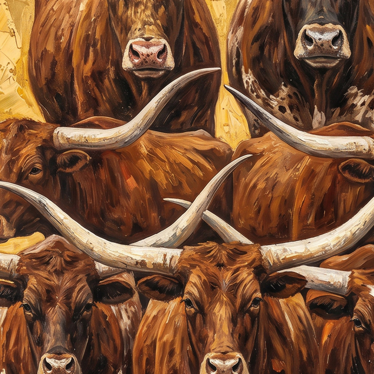 Painting Herd of Texas Longhorns