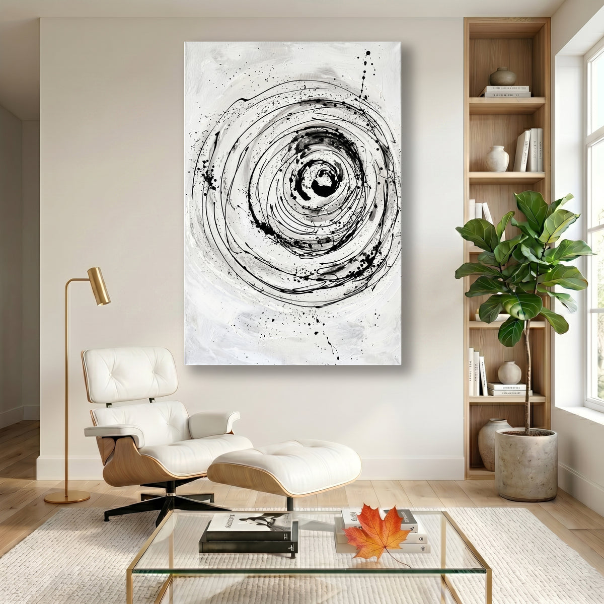 Painting Abstract Black Swirl