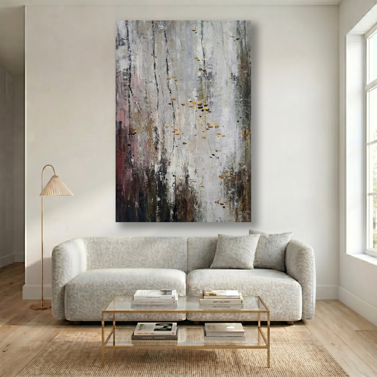 Painting Abstract Birch Forest with Gold Leaf