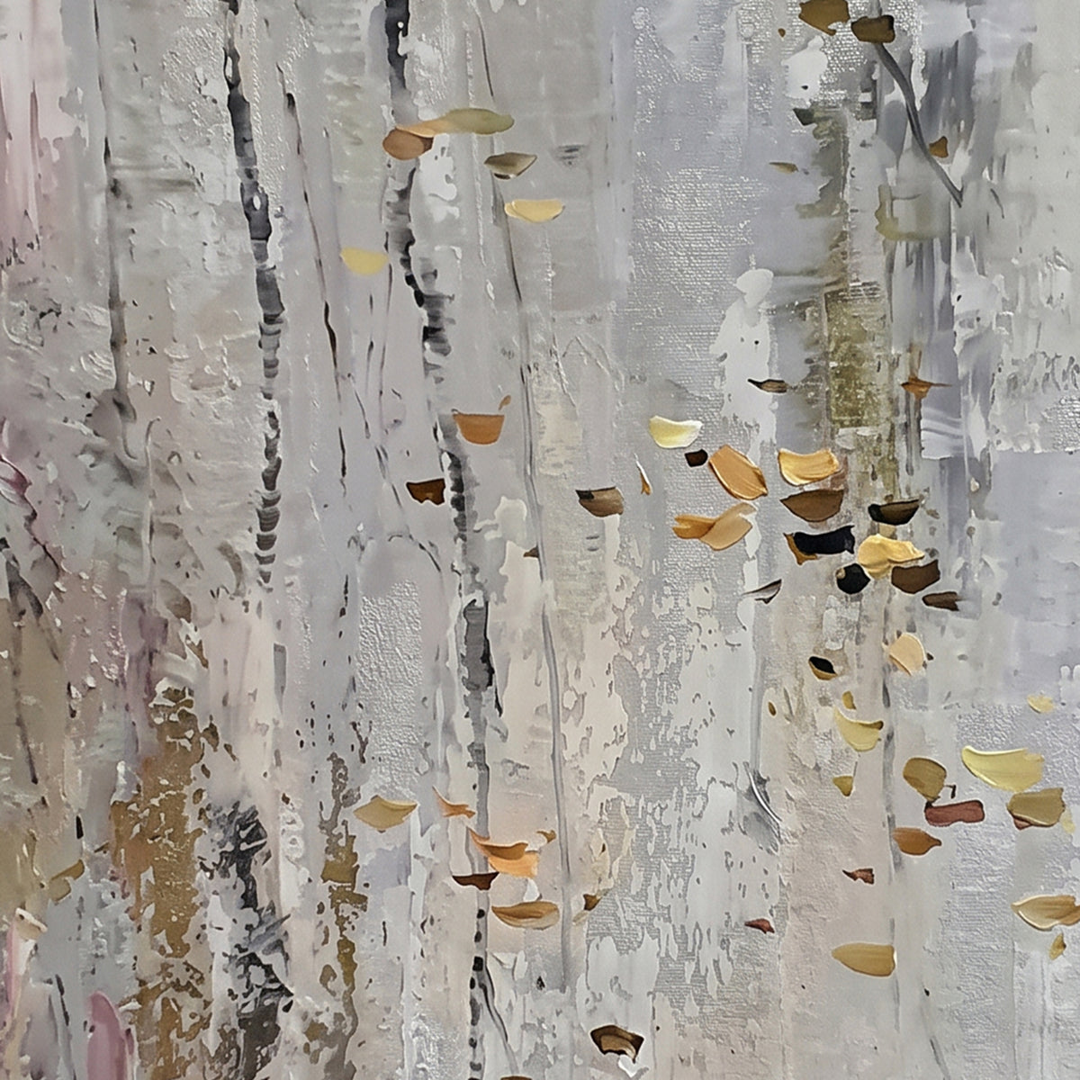 Painting Abstract Birch Forest with Gold Leaf