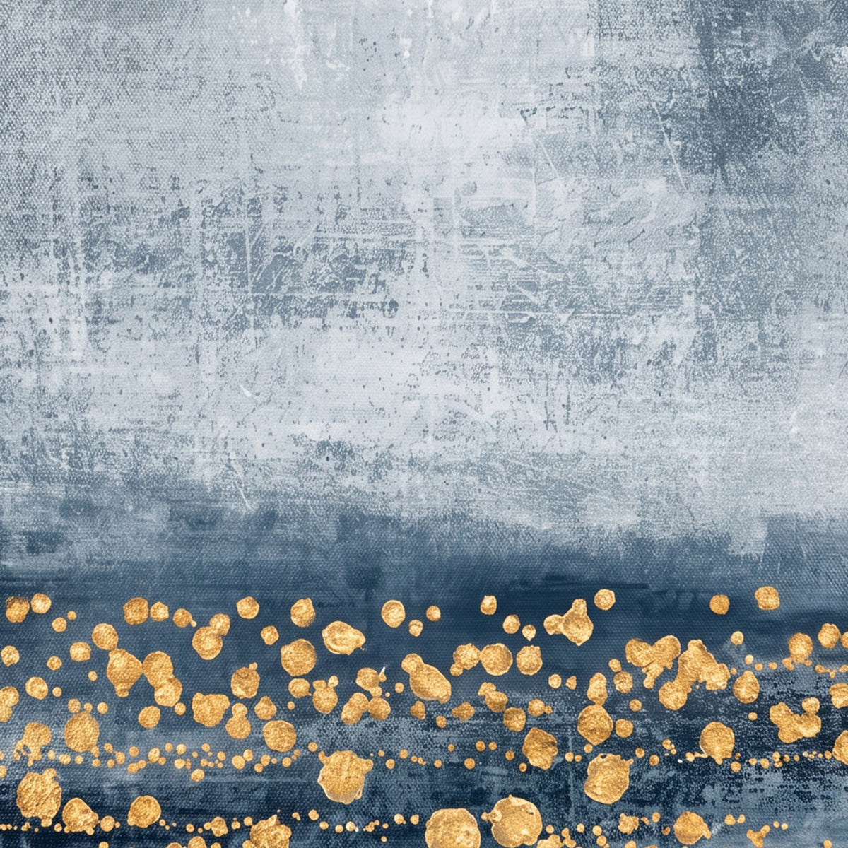 Painting Abstract Blue and Gold Horizon