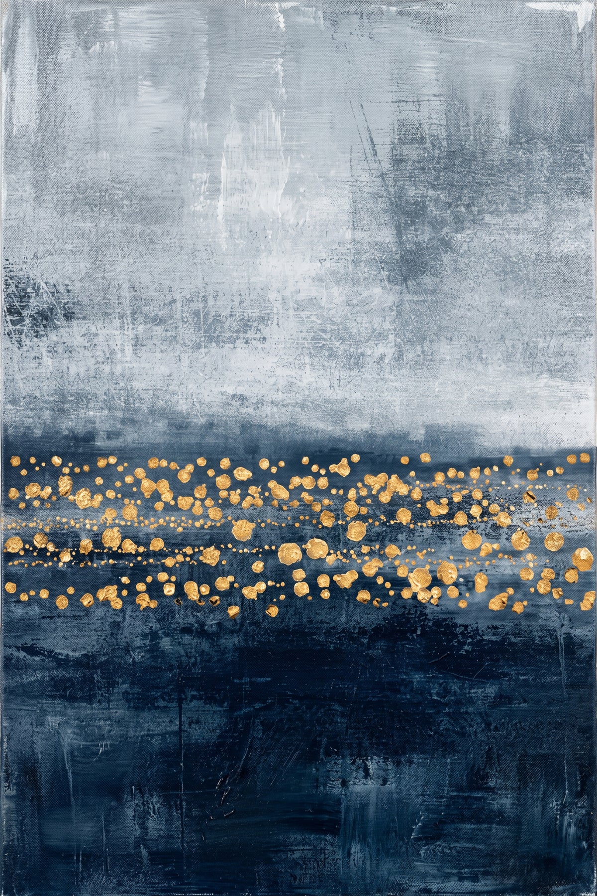 Painting Abstract Blue and Gold Horizon