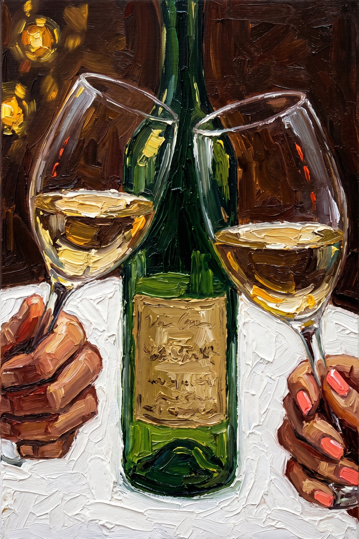 Painting Cheers with White Wine Still Life
