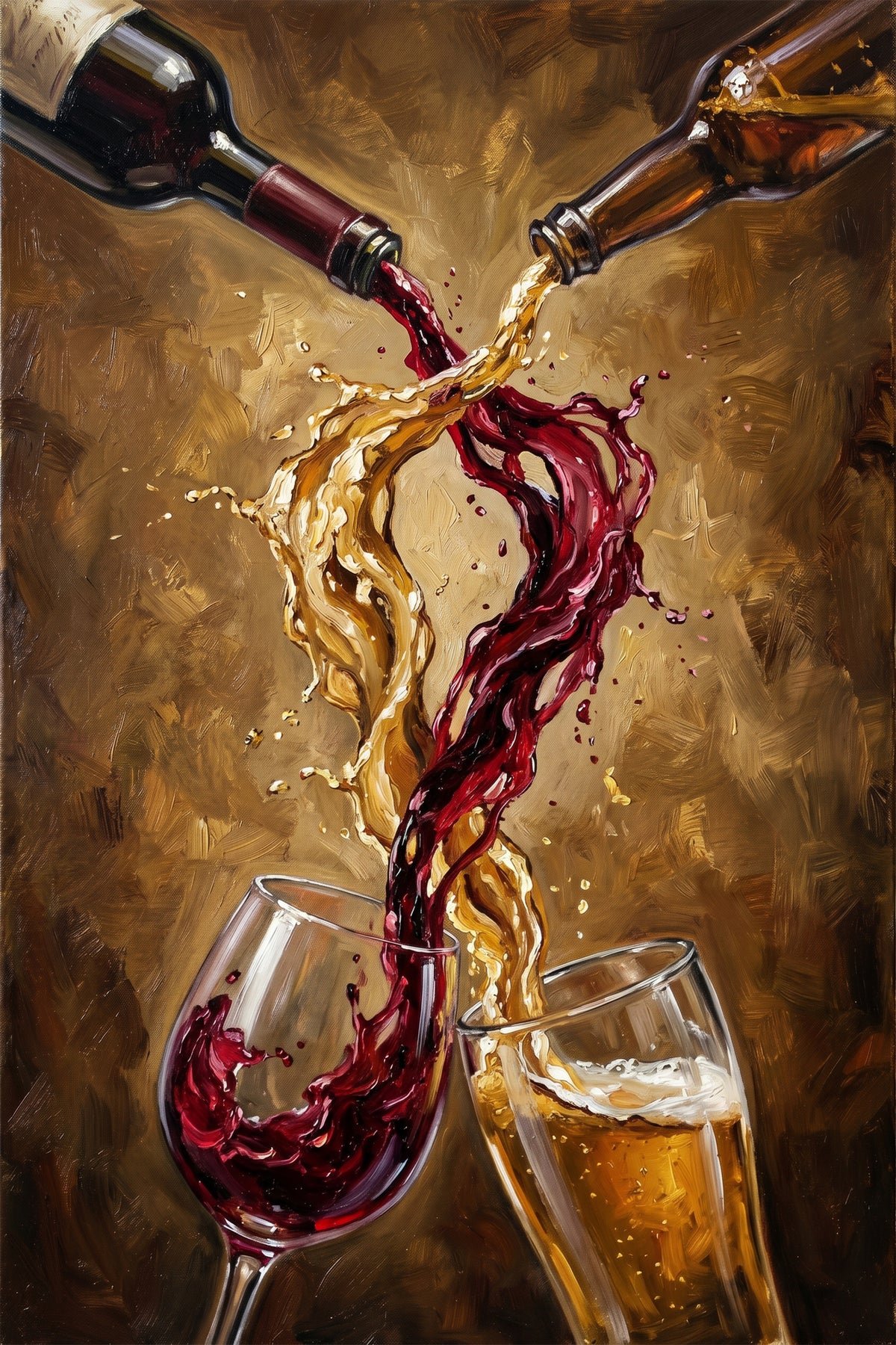 Painting Wine and Beer Pouring Still Life