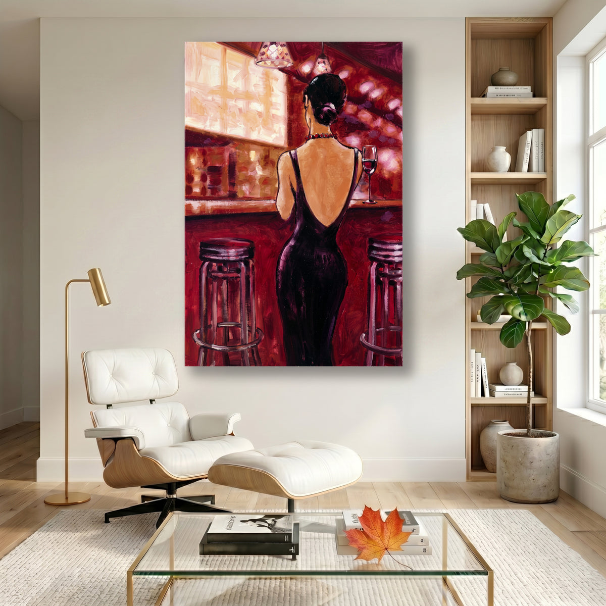 Painting Woman in Backless Dress