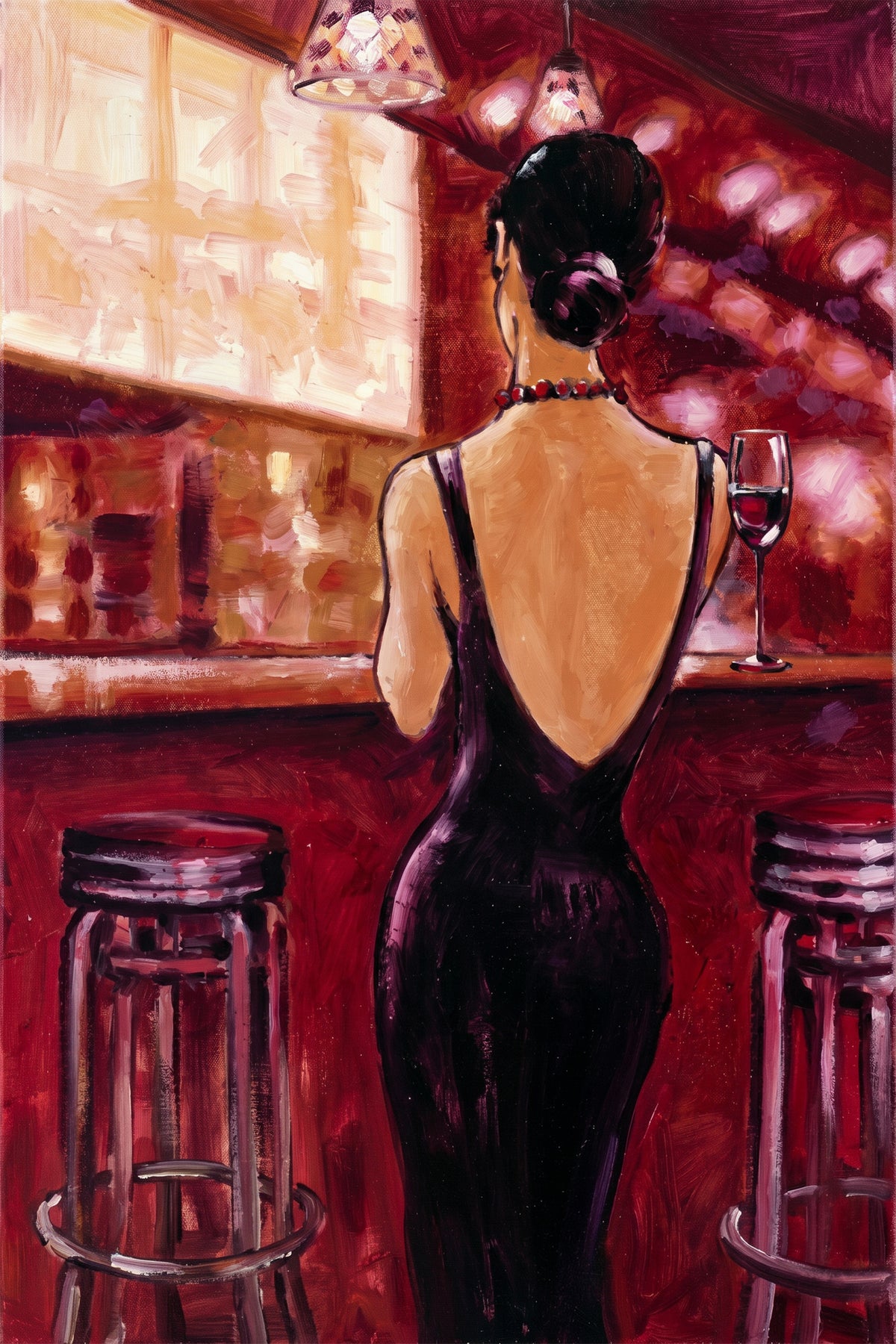 Painting Woman in Backless Dress