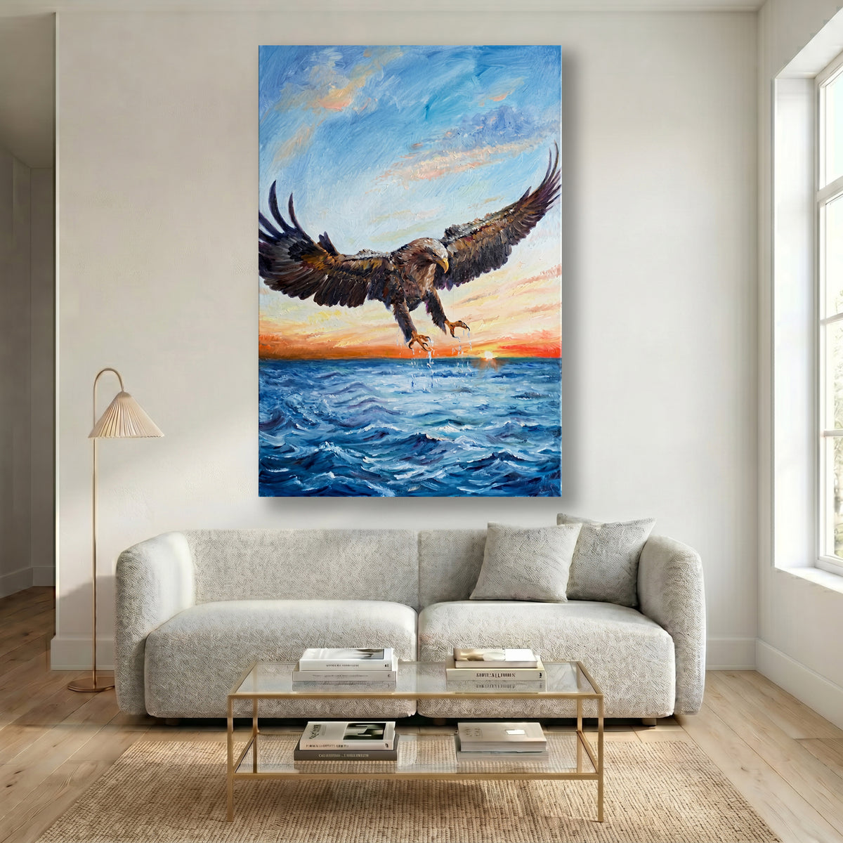 Painting Eagle Over Ocean