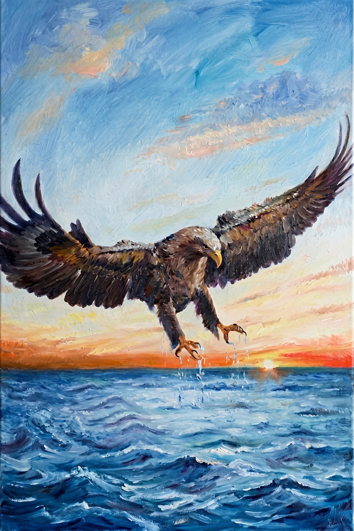 Painting Eagle Over Ocean