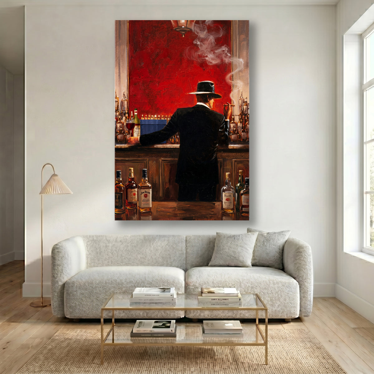 Painting Man with Cigar at the Red Bar