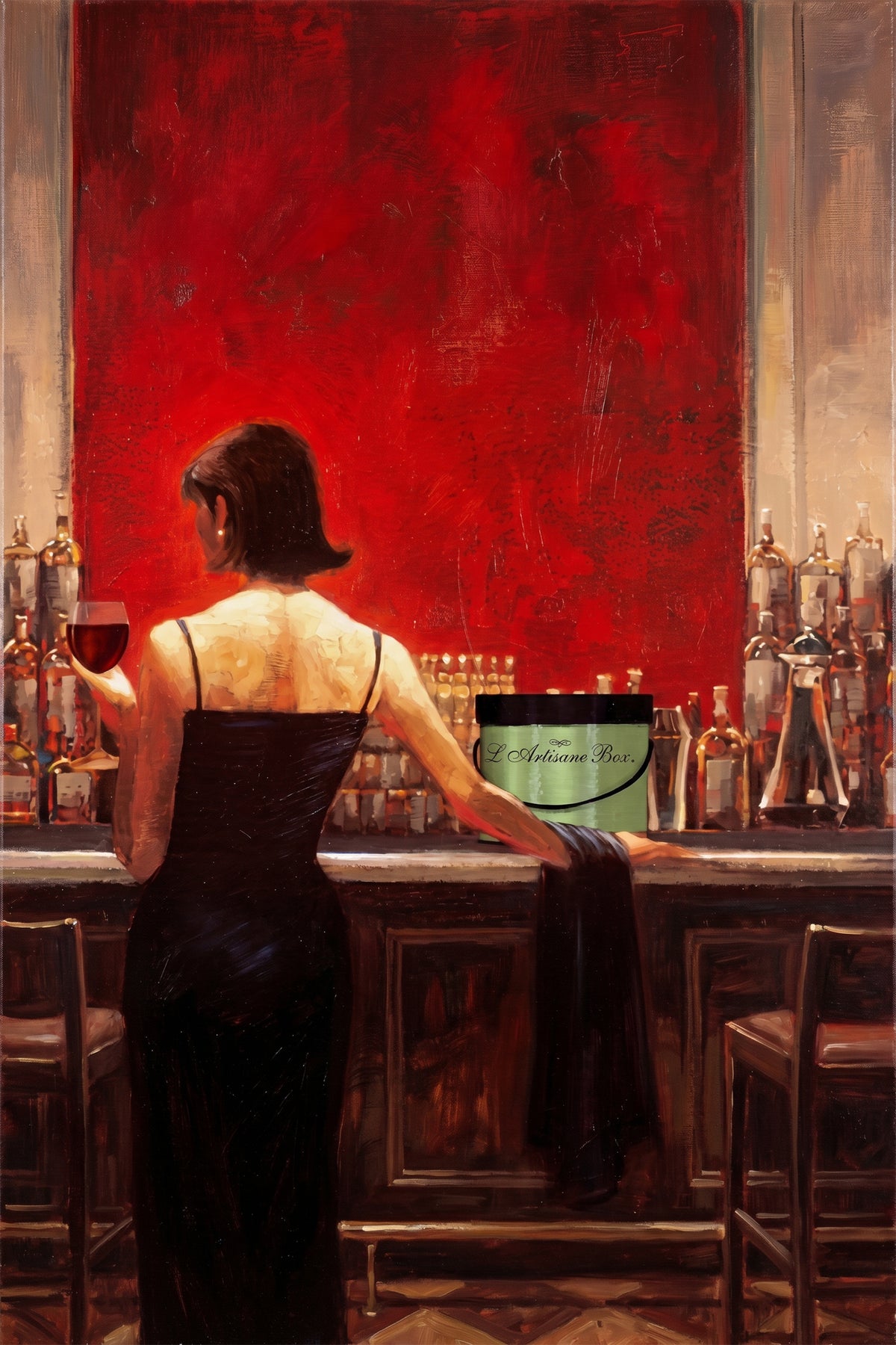 Painting Woman at the Red Bar
