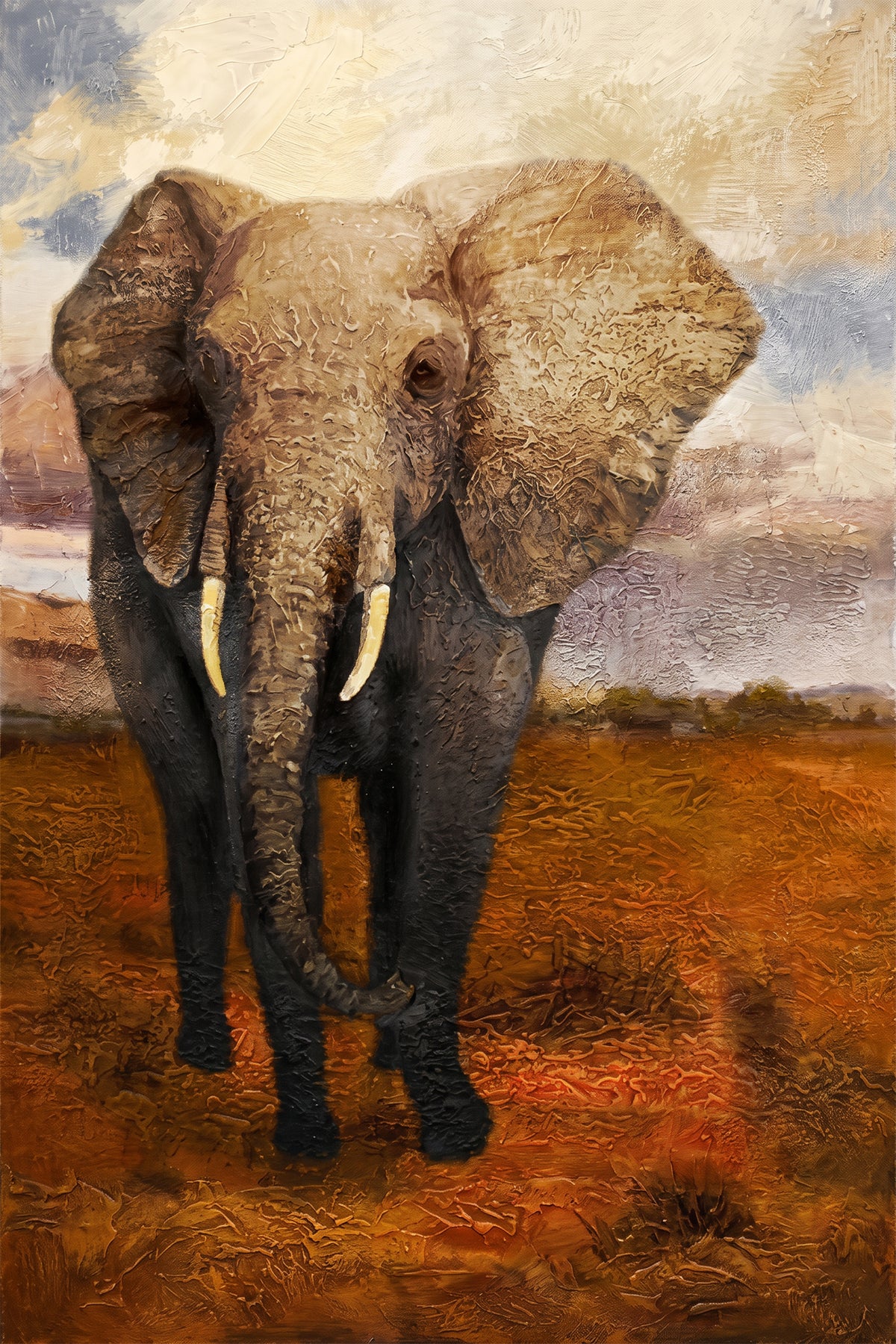Painting Elephant on Savanna