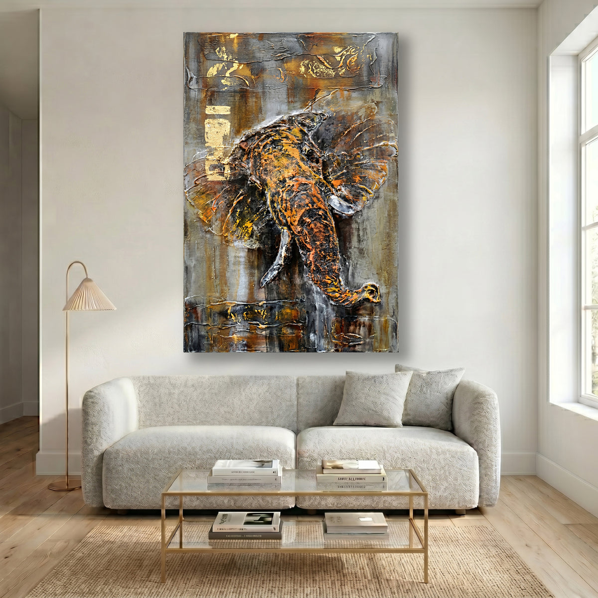 Painting Abstract Textured Elephant
