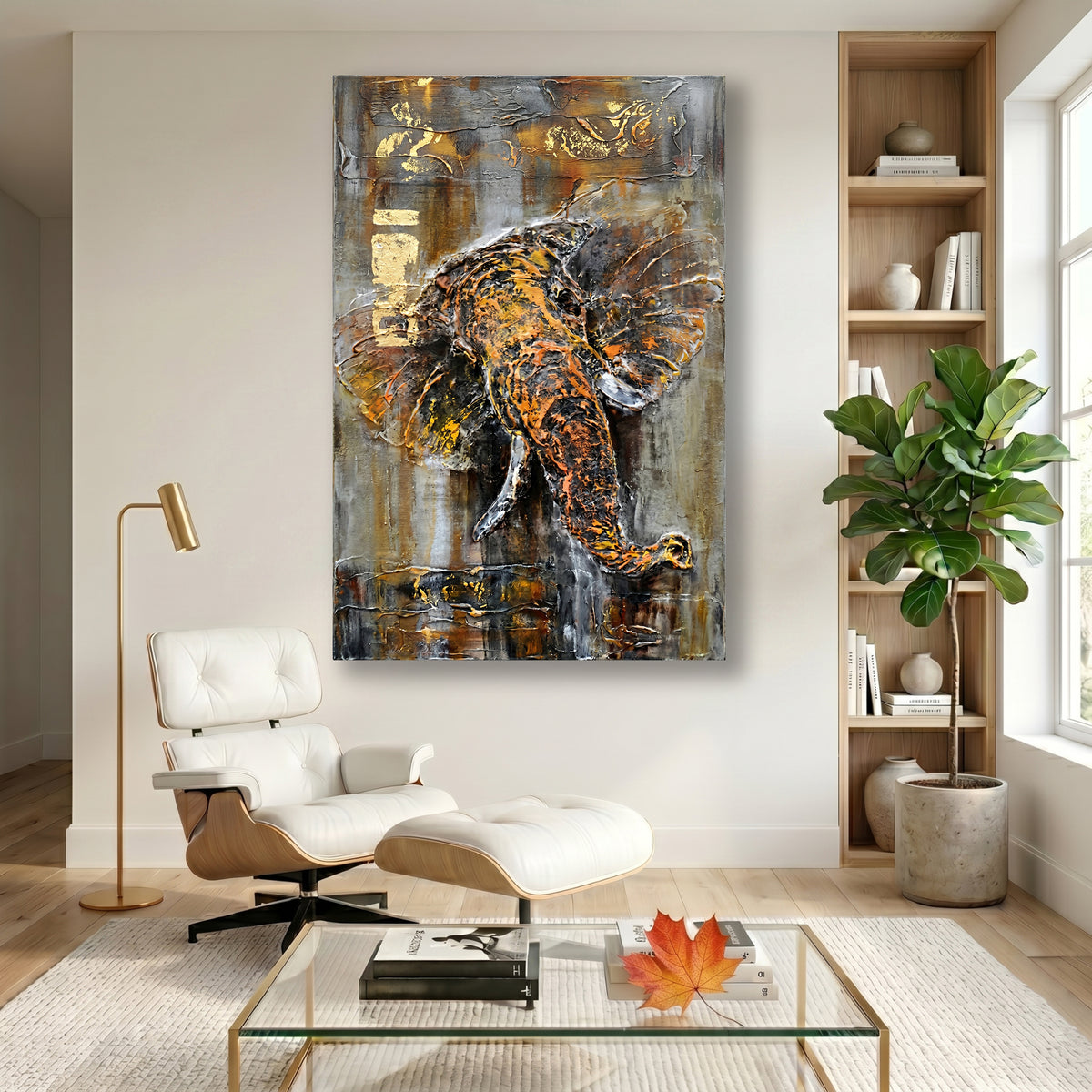 Painting Abstract Textured Elephant