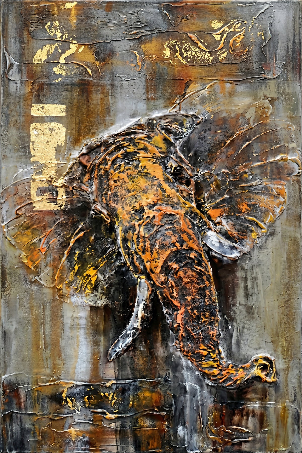 Painting Abstract Textured Elephant