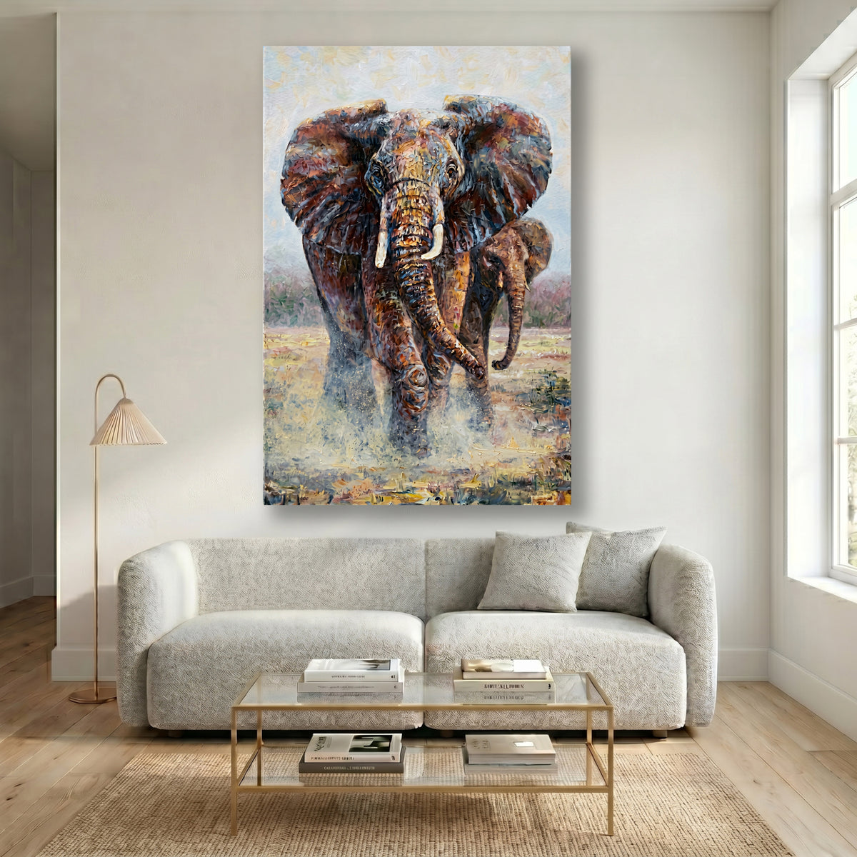 Painting Elephant and Calf