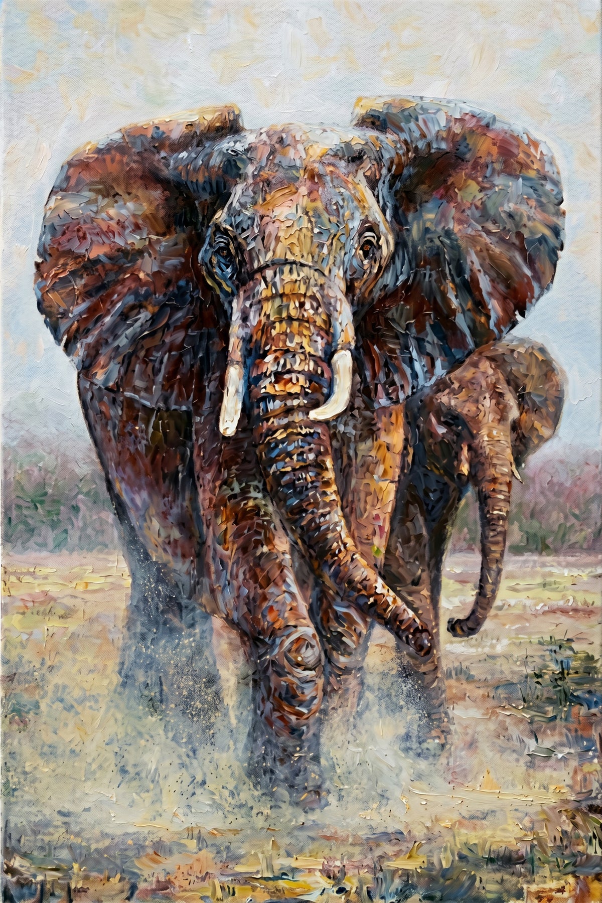 Painting Elephant and Calf