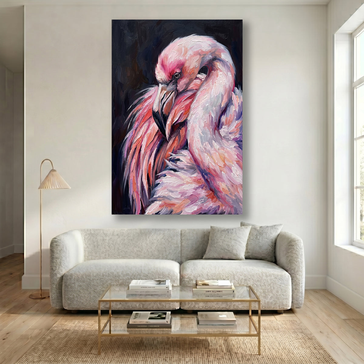 Painting Portrait of a Flamingo