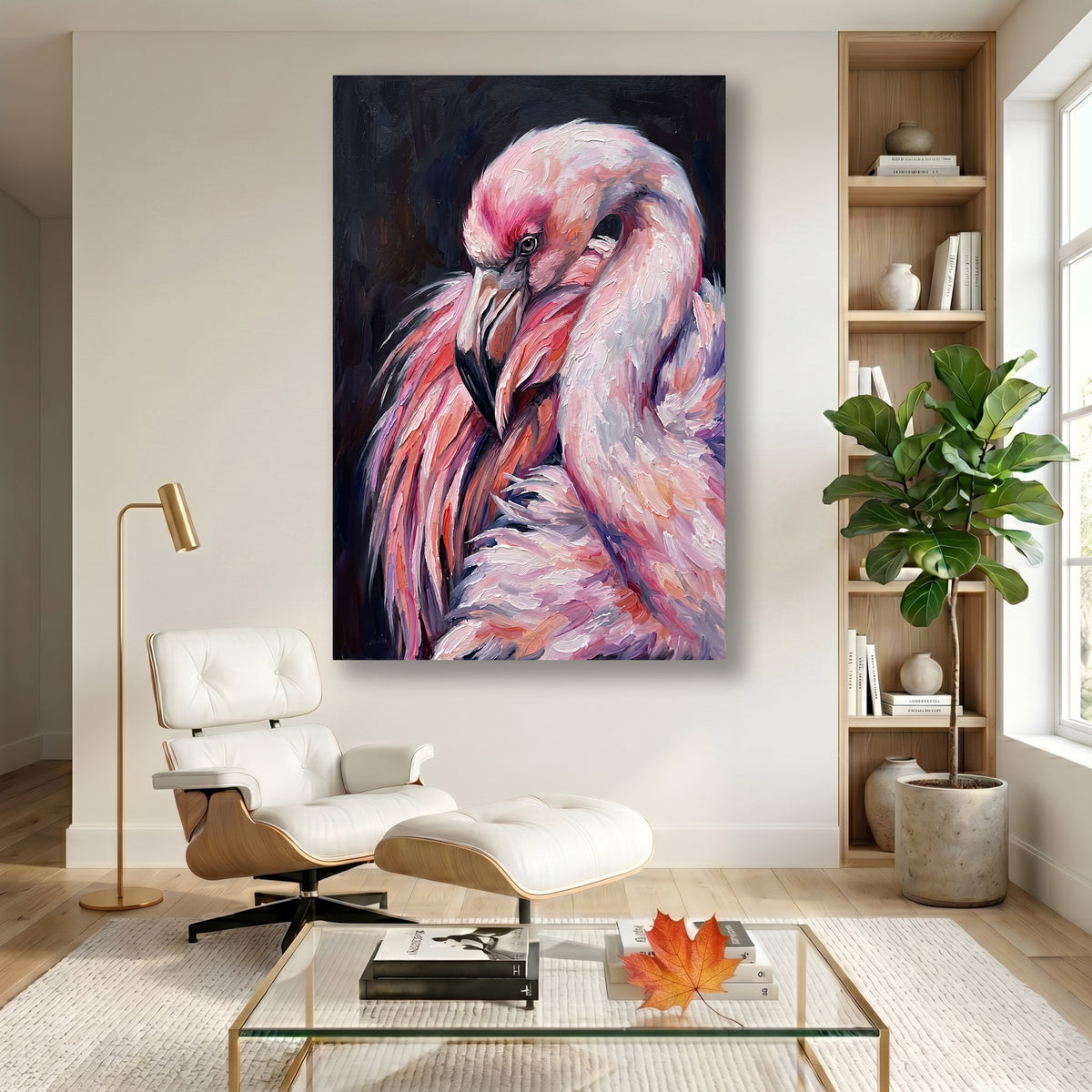 Painting Portrait of a Flamingo