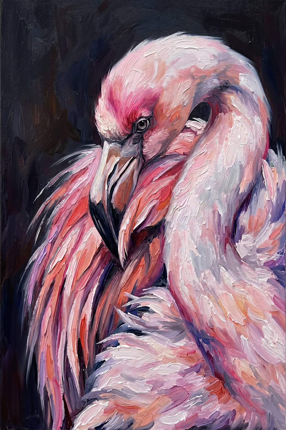Painting Portrait of a Flamingo