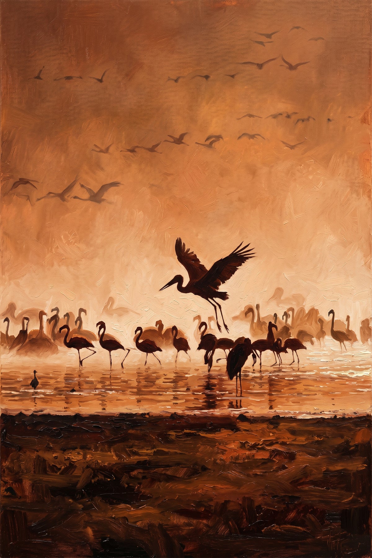 Painting Birds at Sunset