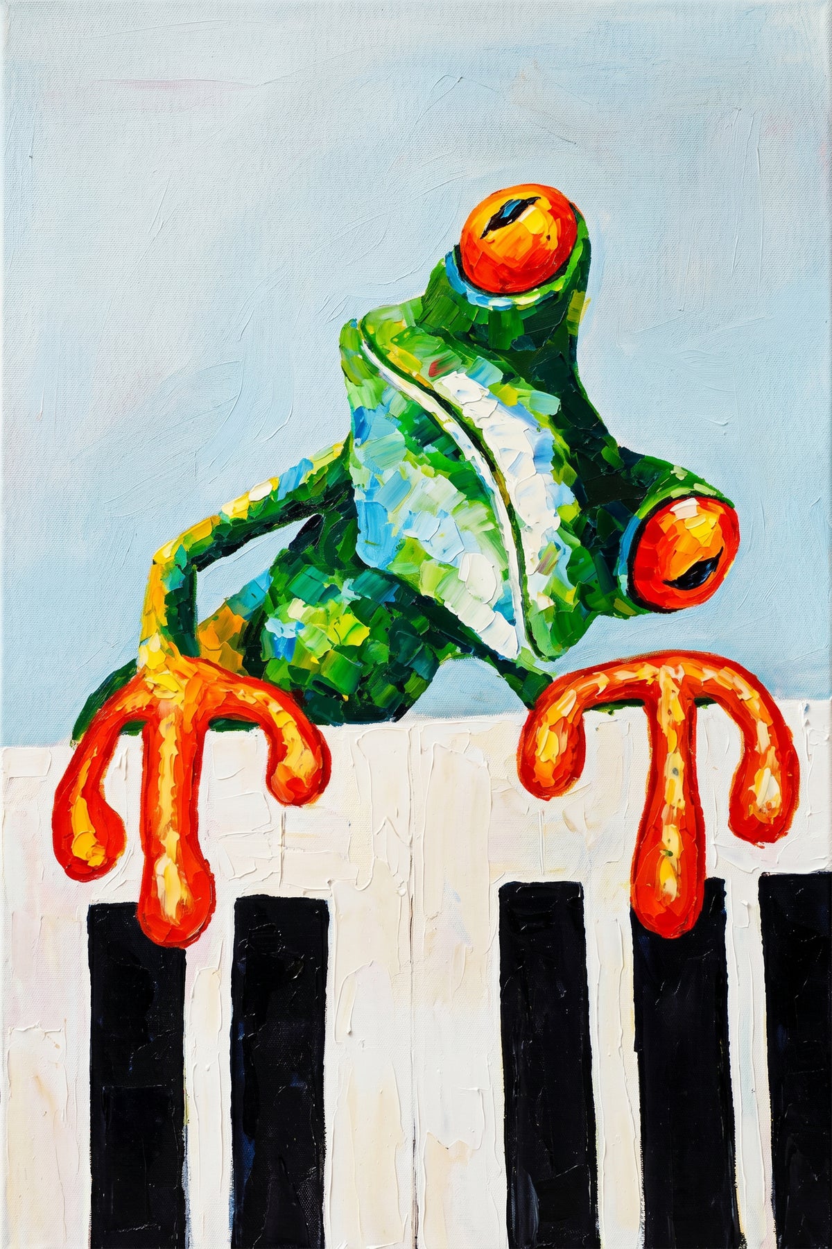 Painting Frog Playing Piano