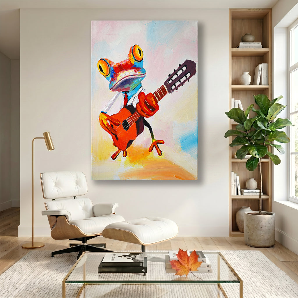 Painting Frog Playing Guitar