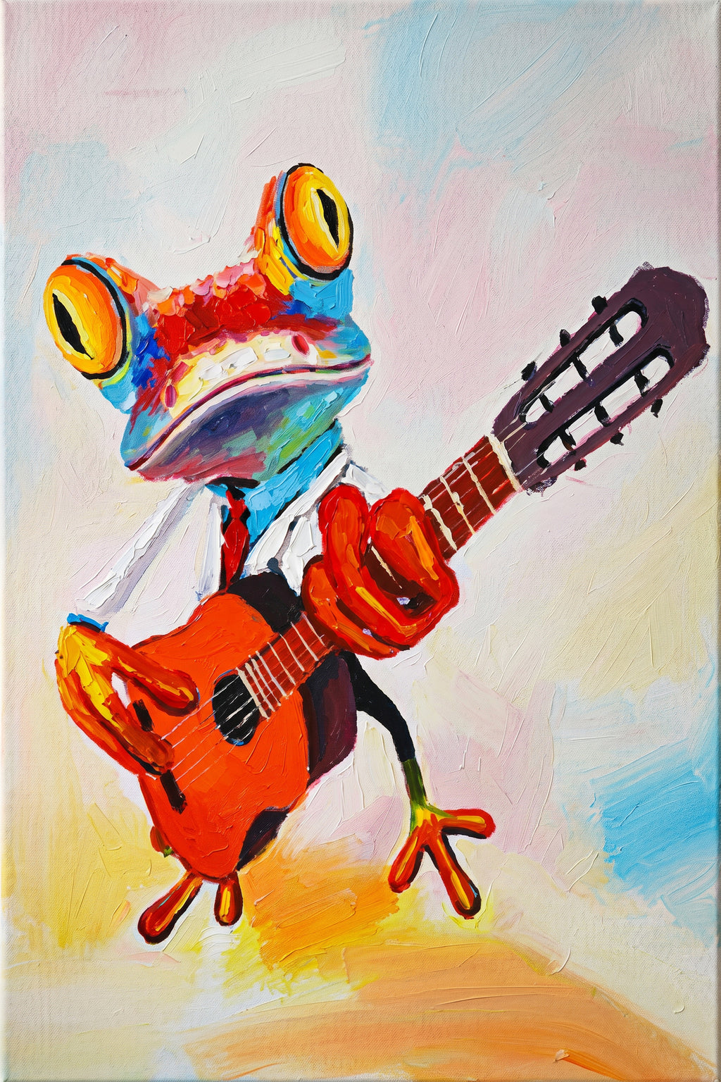 Painting Frog Playing Guitar
