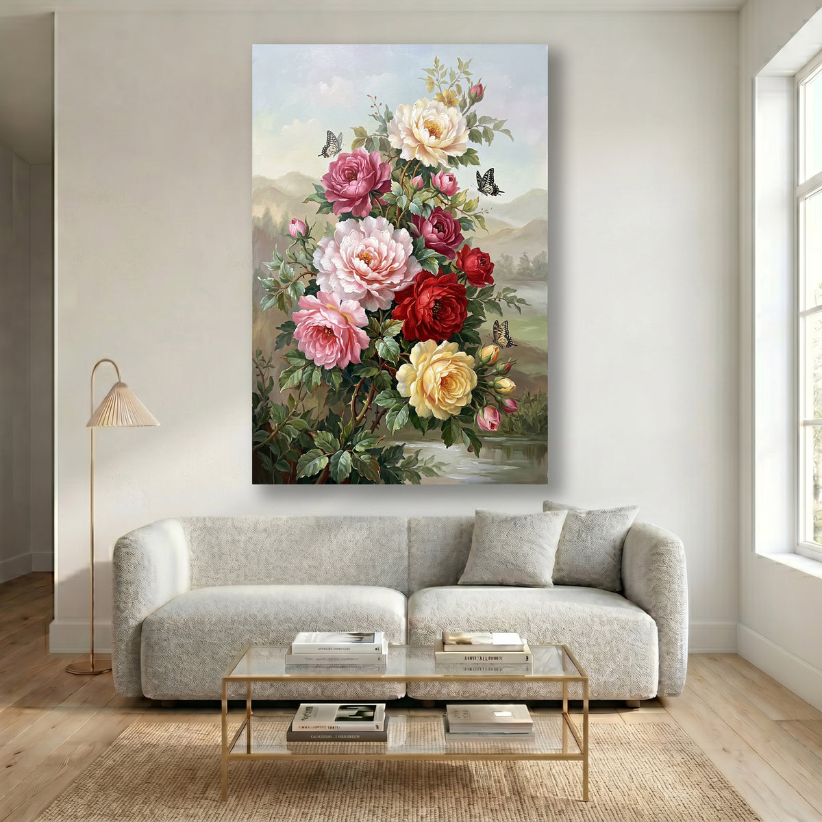Painting Classical Floral Bouquet with Butterflies