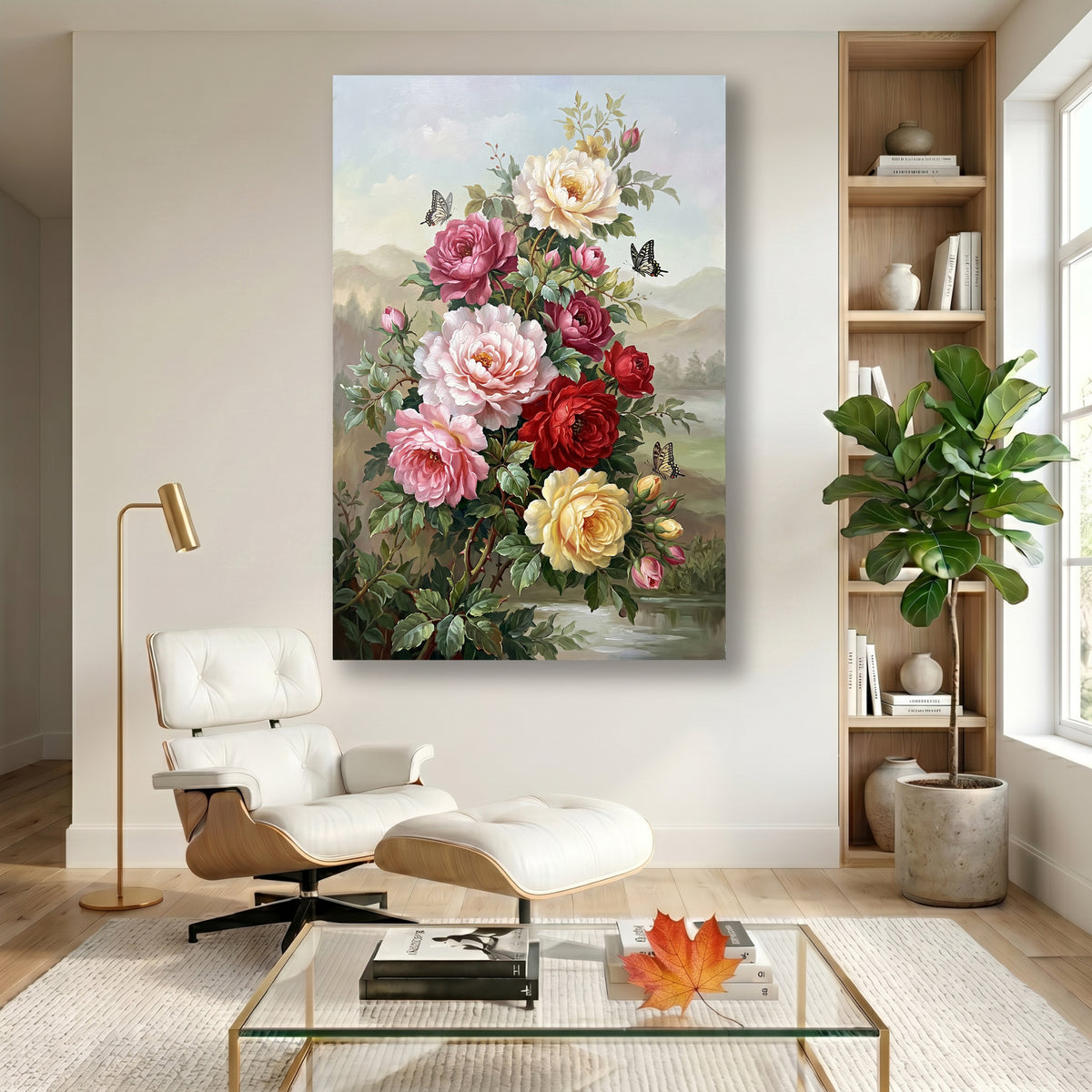 Painting Classical Floral Bouquet with Butterflies