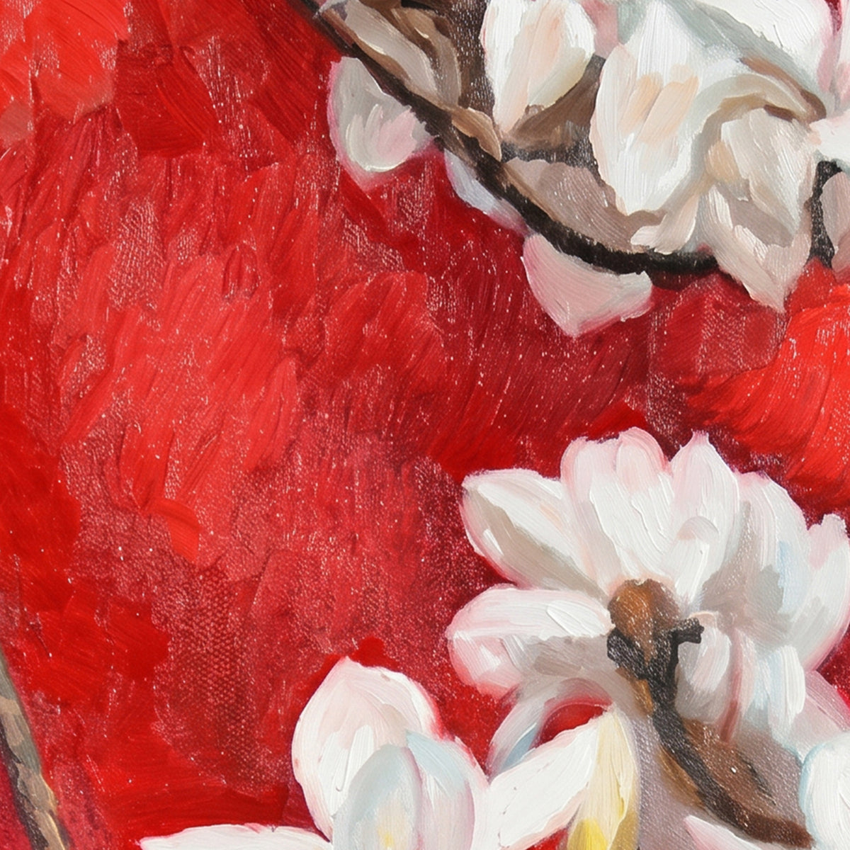 Painting White Magnolias on Red