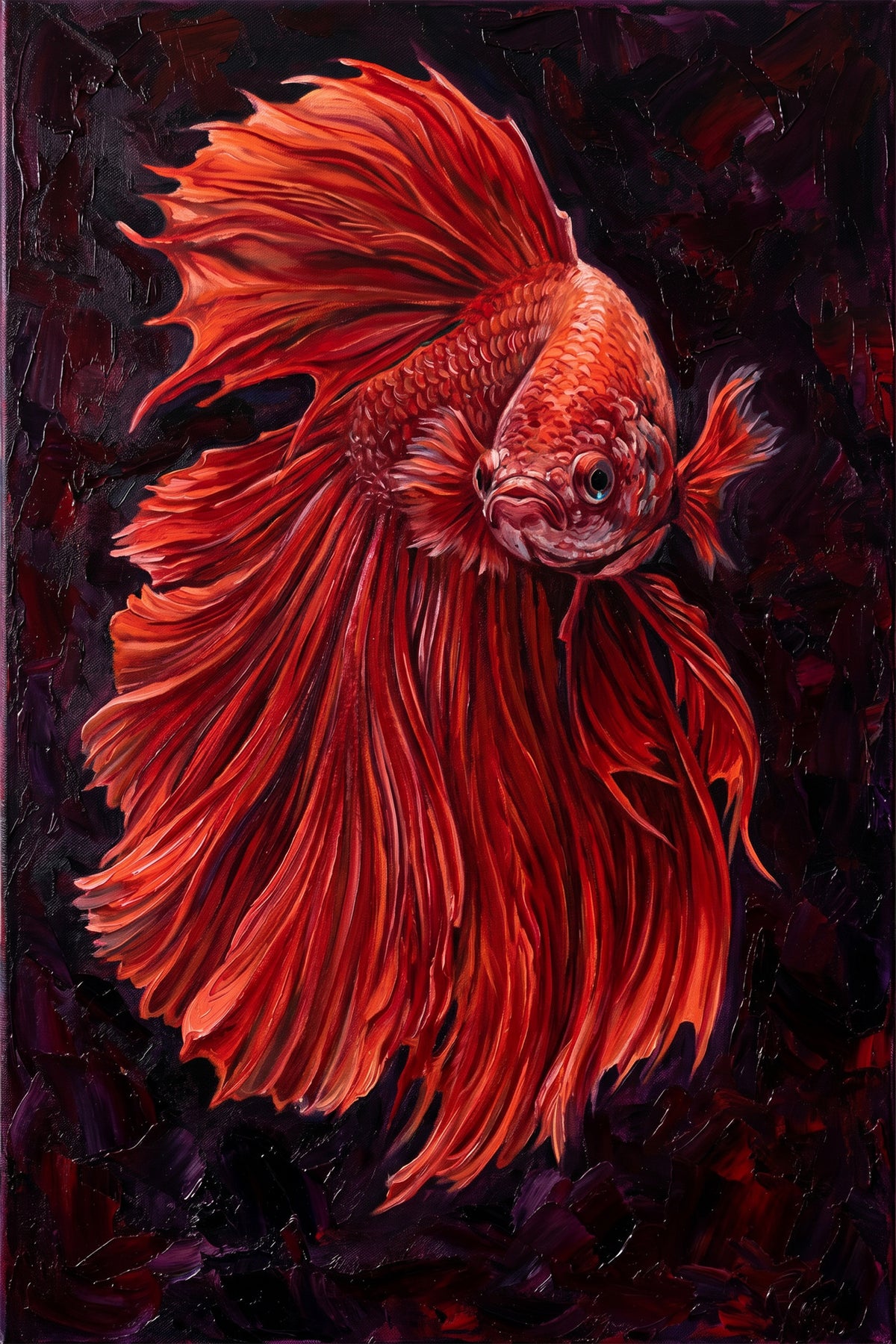 Painting Red Betta Fish