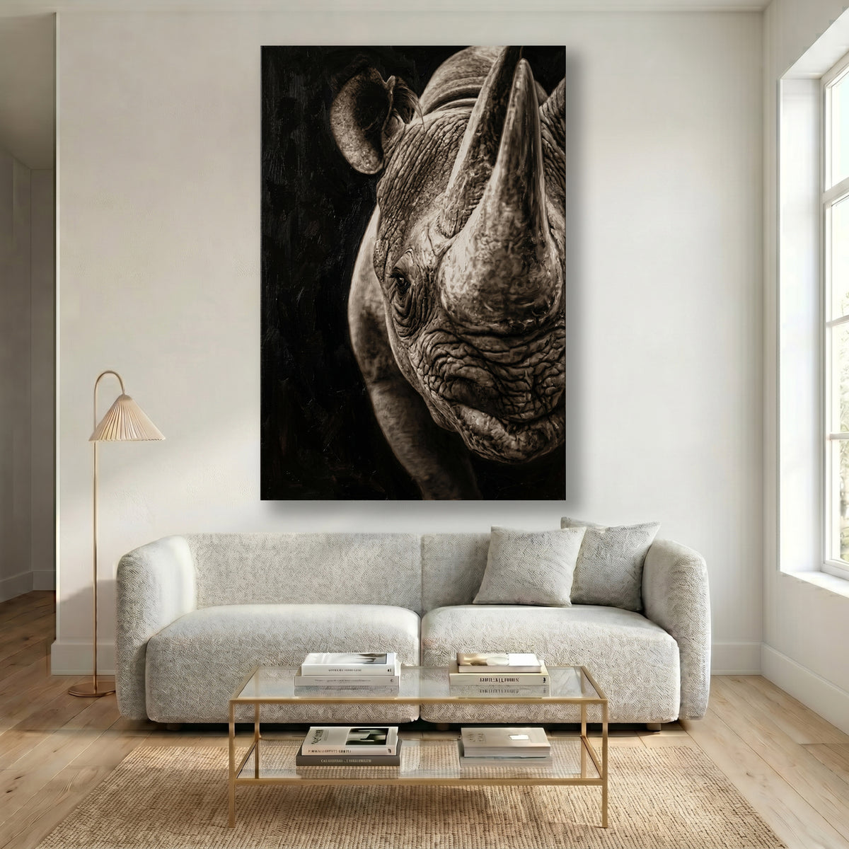 Painting Close-Up Portrait of a Rhinoceros