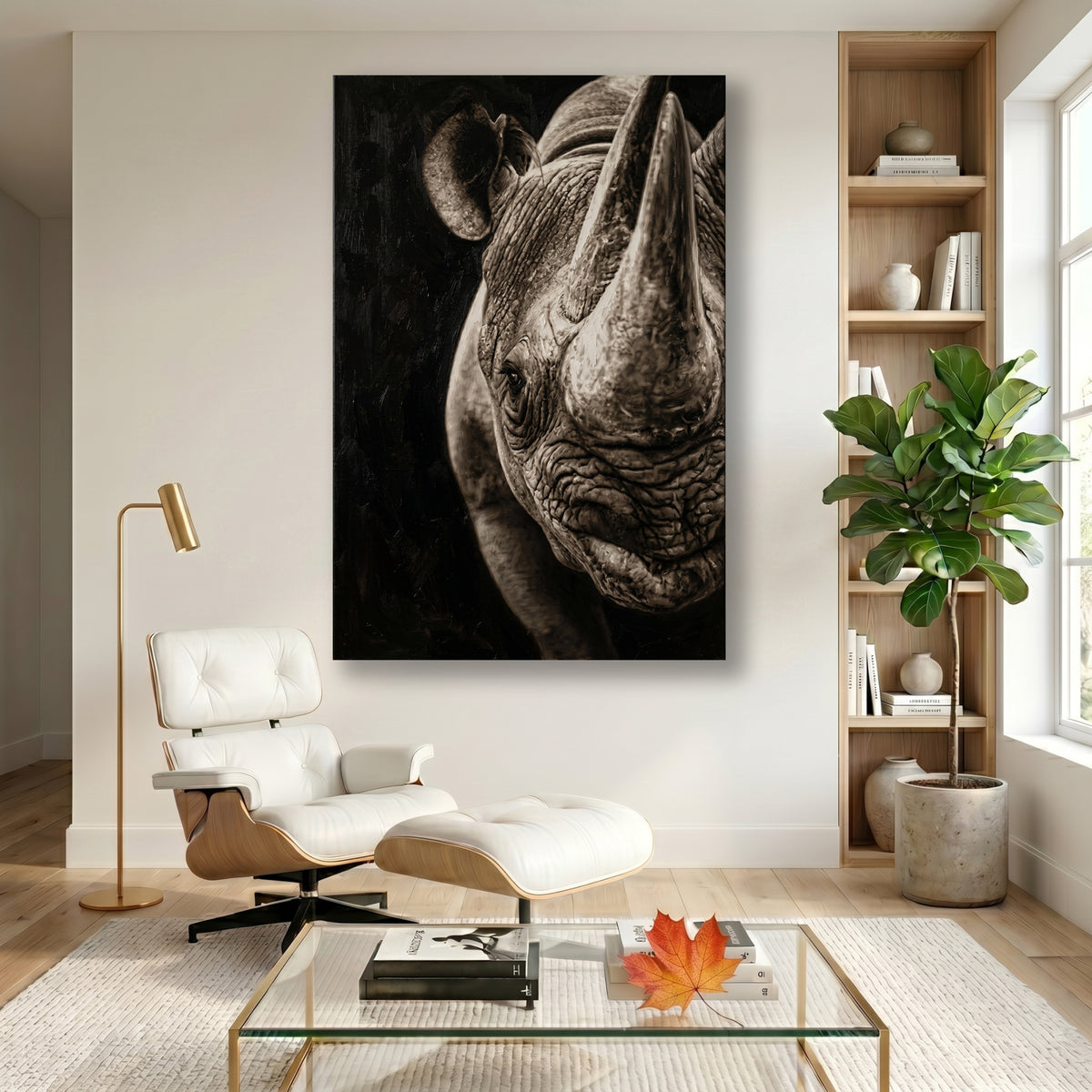 Painting Close-Up Portrait of a Rhinoceros