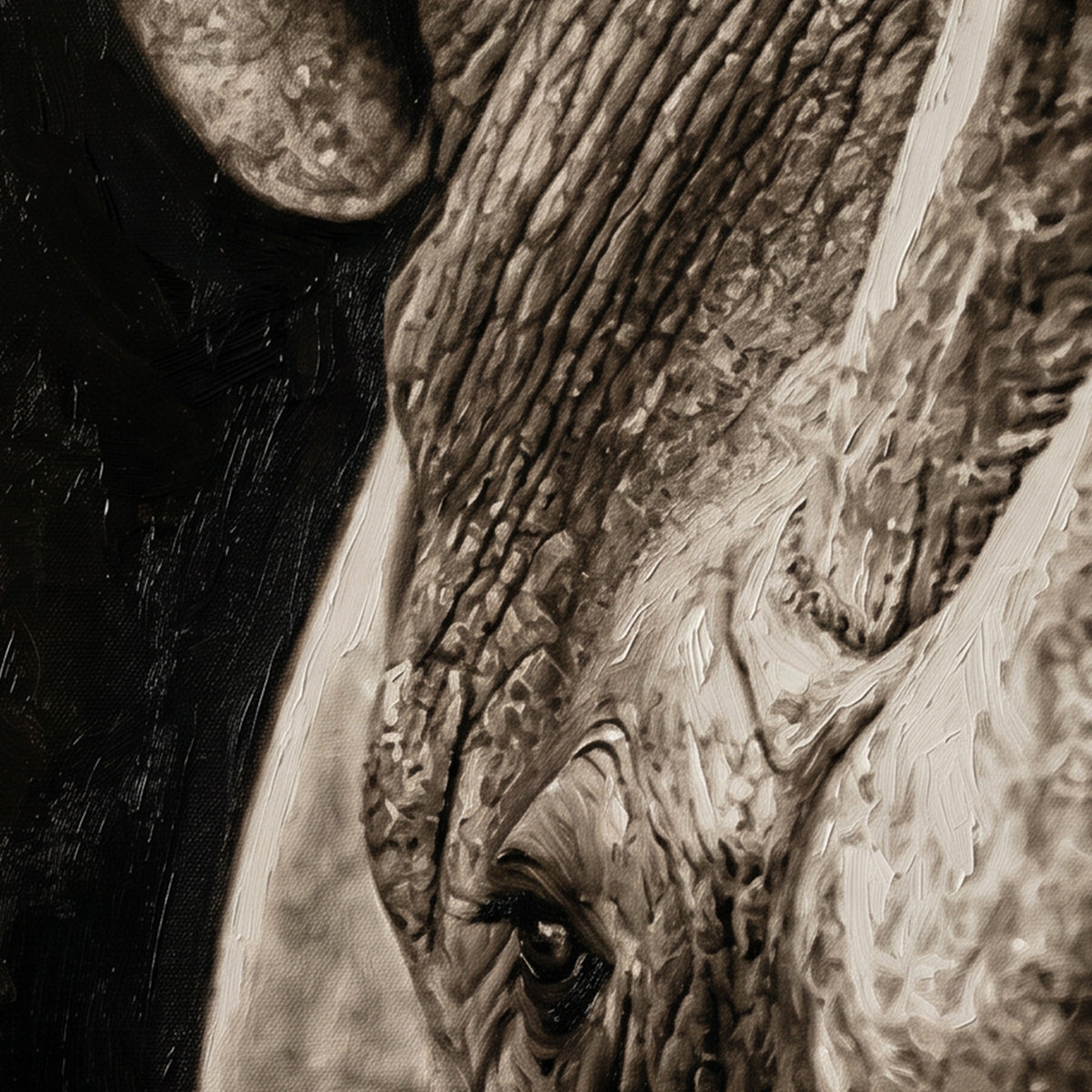 Painting Close-Up Portrait of a Rhinoceros