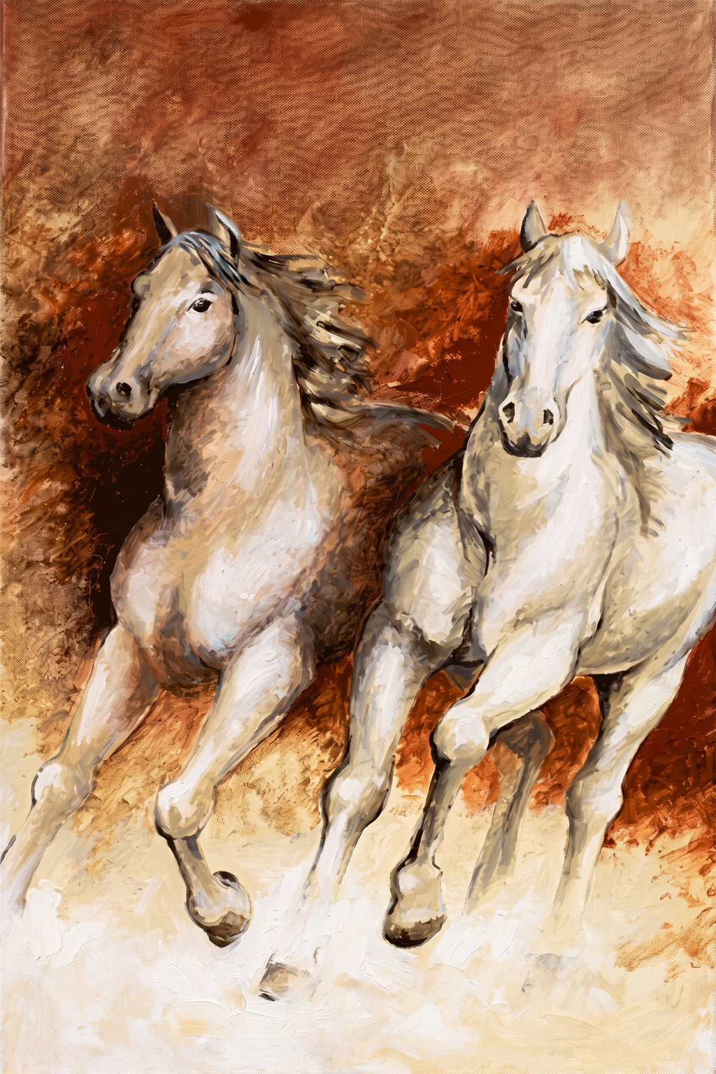 Painting Running Horses in Warm Tones